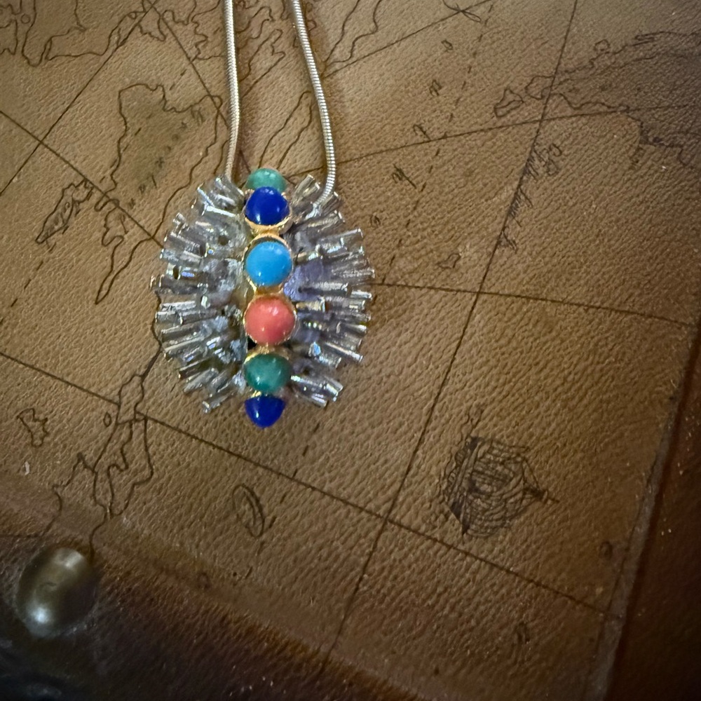 Gothic Vintage Necklace with colorful gemstones of some type Very unique